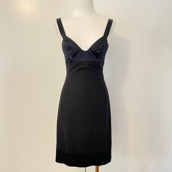 Rebecca Taylor Black Wool and Lastol Bustier Style Dress Size 2 - Picture 3 of 15